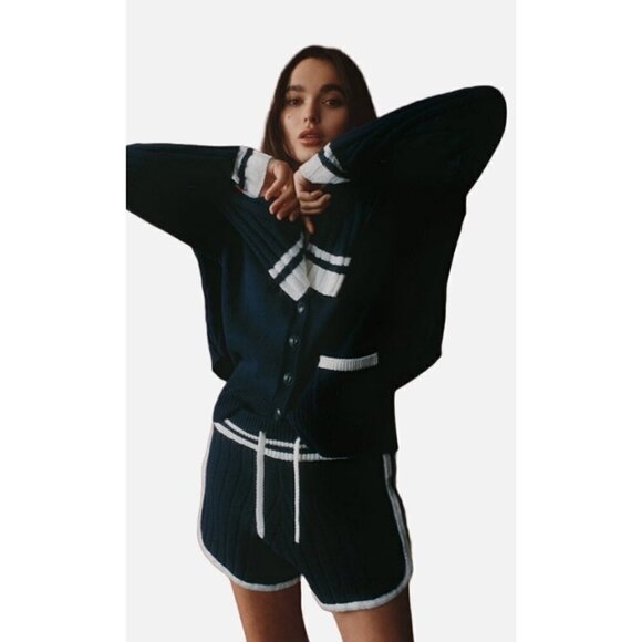 Nwt Rag & Bone | Serena V-Neck Cardigan In Navy - Picture 2 of 12